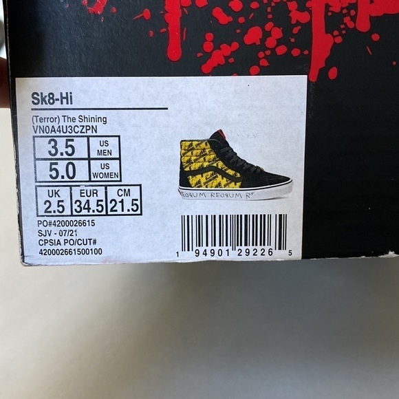 NWT Vans x The Shining House of Terror Sk8-Hi Sneakers boys size 3.5/ women’s 5 - Picture 4 of 10